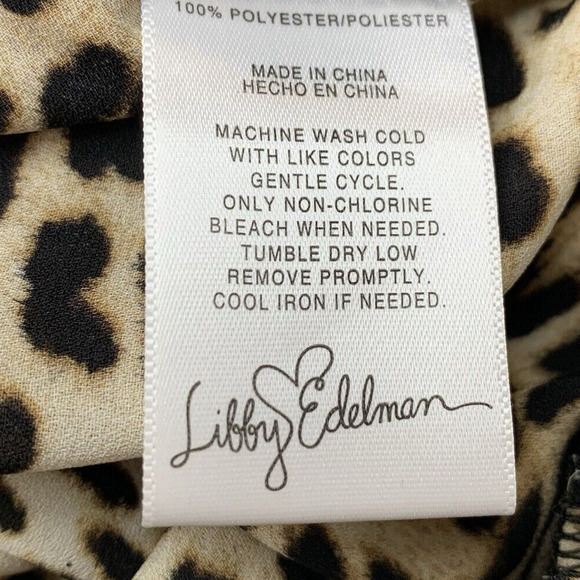 Libby Edelman Top Size Medium Leopard Print Gathered Waist Peplum Mob Wife - Picture 5 of 7